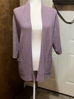 Peruvian Connection 100% Royal Alpaca Lavender Open-Front Kimono with Pockets